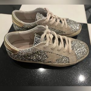 Authentic Golden Goose champagne gold glitter sneaker size 35